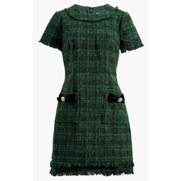 NWT Women’s Eliza J Metallic Tweed Dress Hunter Green Size 8 Elegant Cocktail - Picture 1 of 11